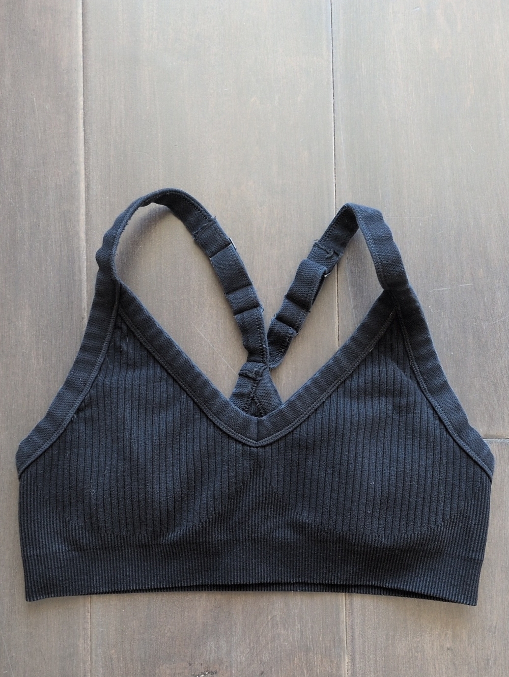 Alo Yoga Black Ribbed Seamless Bralette